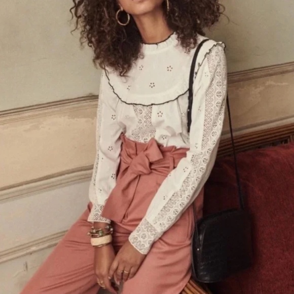 NWT RARE Sezane Blouse Katalina. Écru. - Size 38 (US Size 6) - Picture 4 of 6